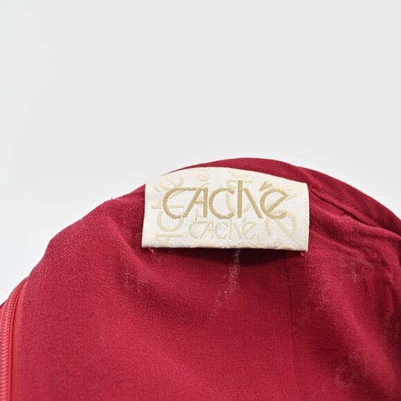 Vtg Y2k CACHE Skirt Size‎ 4 Silk Red Beaded Sequin Embellished Mini Siren Glam - Picture 8 of 11